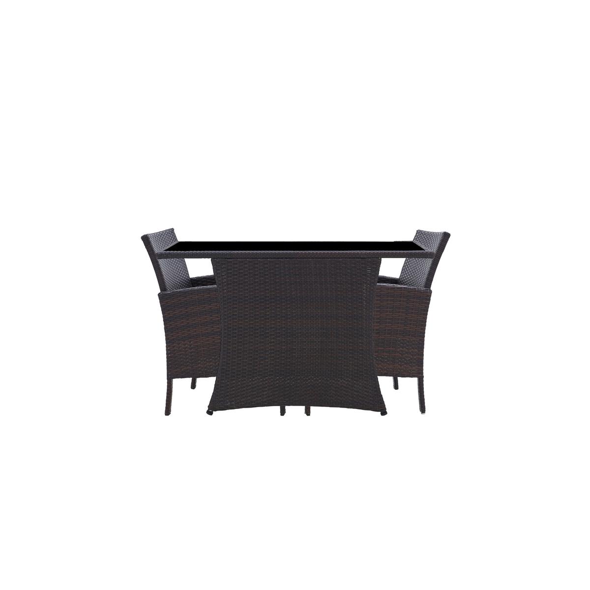 GARTENTISCHGRUPPE Schwarz/Braun 5-teilig - Schwarz/Braun, Design, Glas/Kunststoff - MID.YOU