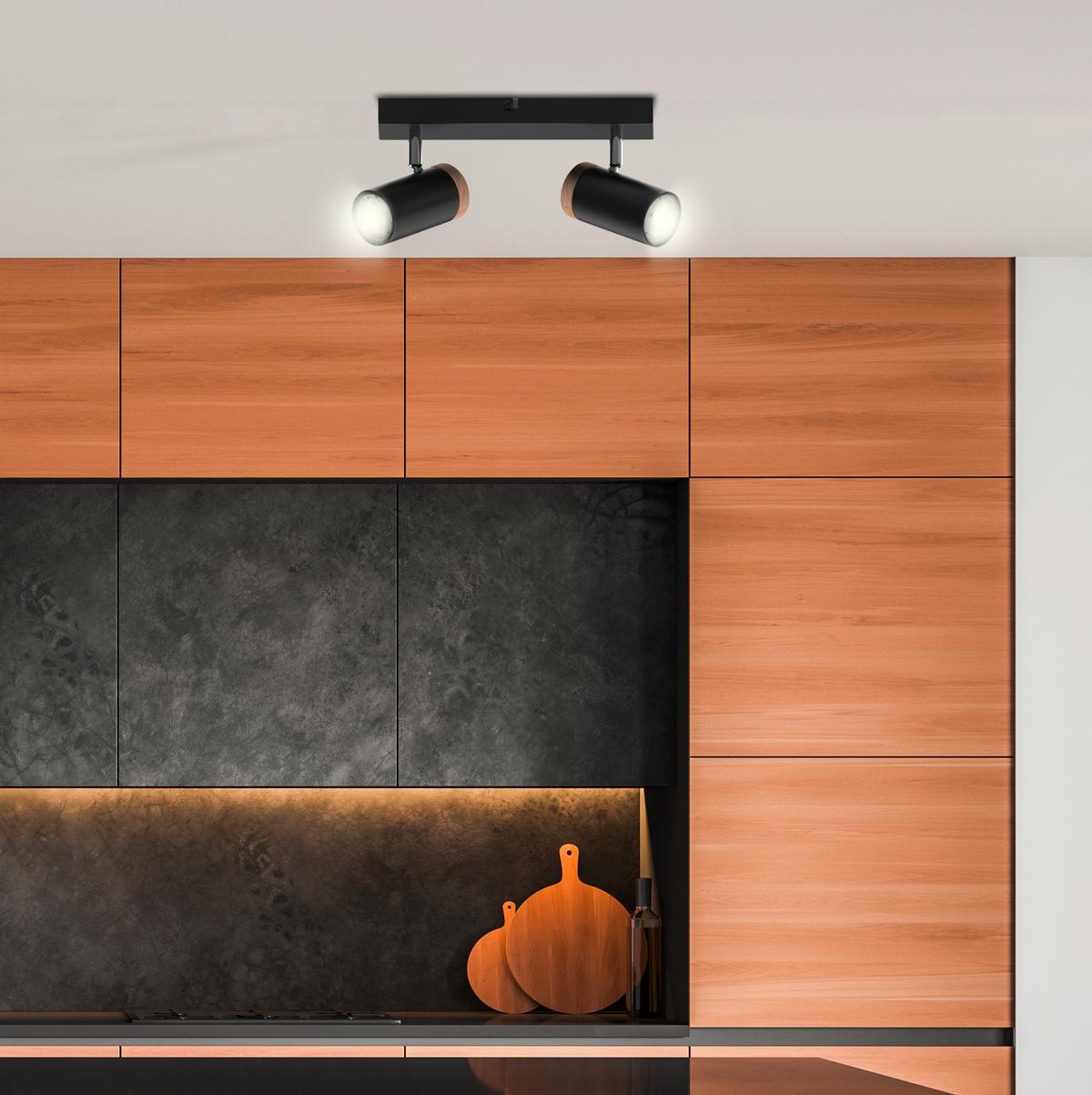 Deckenstrahler 92-13712 Lagos - Eichefarben/Schwarz, KONVENTIONELL, Metall (31/10.5/13.5cm)