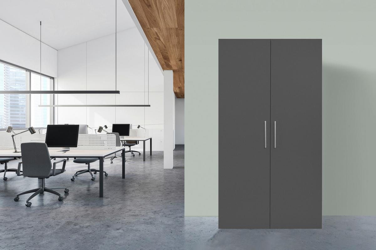 Schrankküche mit Kühlschrank + Kochfeld 104 cm Grau - Edelstahlfarben/Eichefarben, KONVENTIONELL, Holzwerkstoff/Metall (104/193/67cm) - Respekta