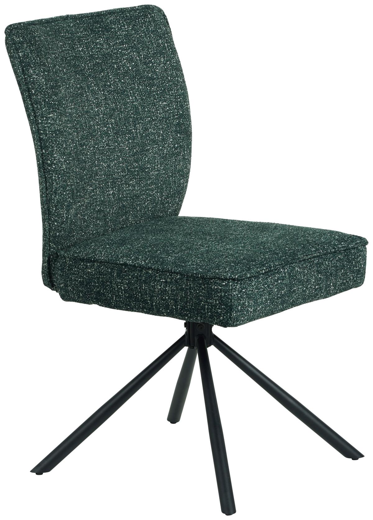 Stuhl Ellen Webstoff Grün, B: 49 Cm - Schwarz/Grün, MODERN, Textil/Metall (49/91/66cm)