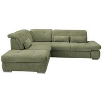 Ecksofa mit Schlaffunktion Dalida Grün Chenille - Chromfarben/Grün, Design, Textil (254/280cm) - Livetastic