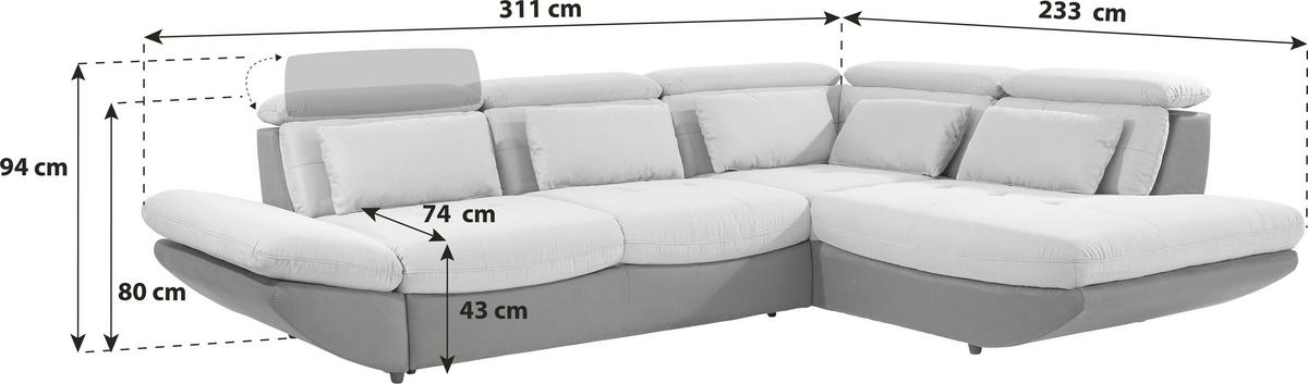 Wohnlandschaft Park - Schwarz/Dunkelblau, MODERN, Textil (311/233cm) - Luca Bessoni