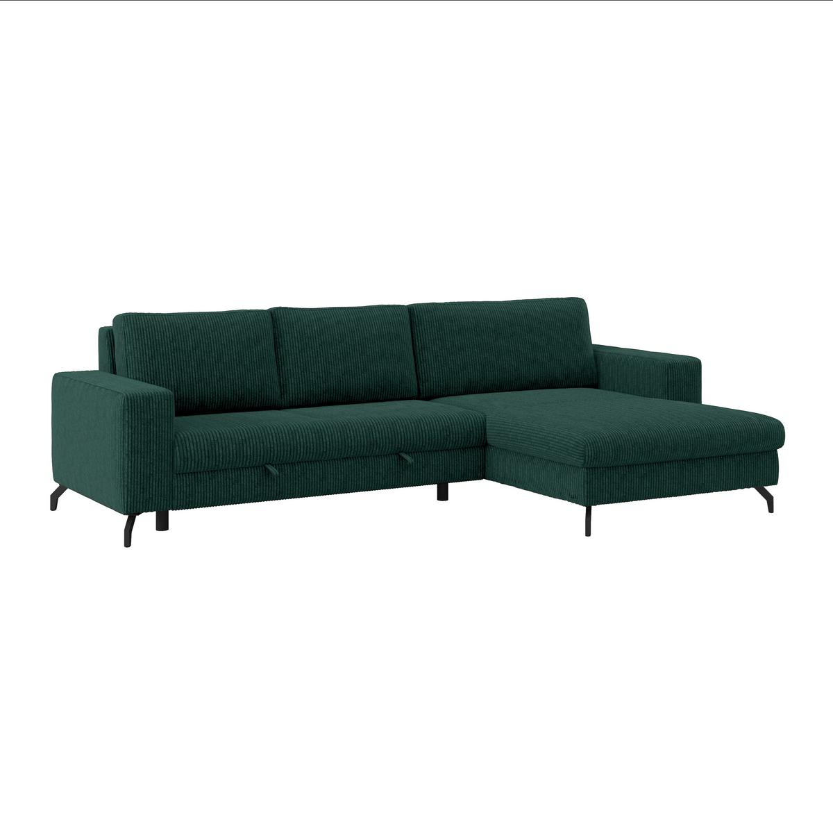 Ecksofa mit Bettkasten Cloud Waldgrün Cord 290x178 cm - Waldgrün, Trend, Textil (290/178cm)