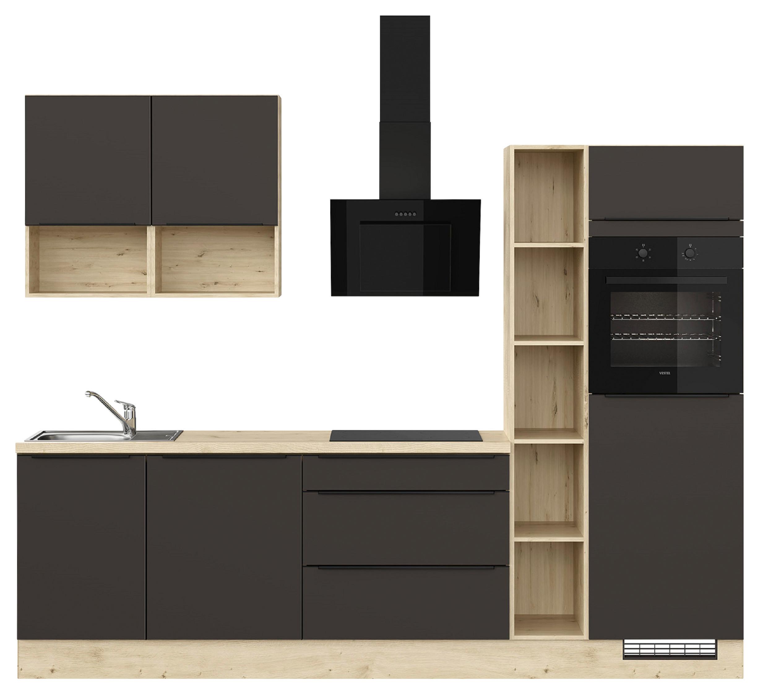 Küchenblock Ip1200 - Eichefarben/Braun, Design, Holzwerkstoff (280cm) - Impuls