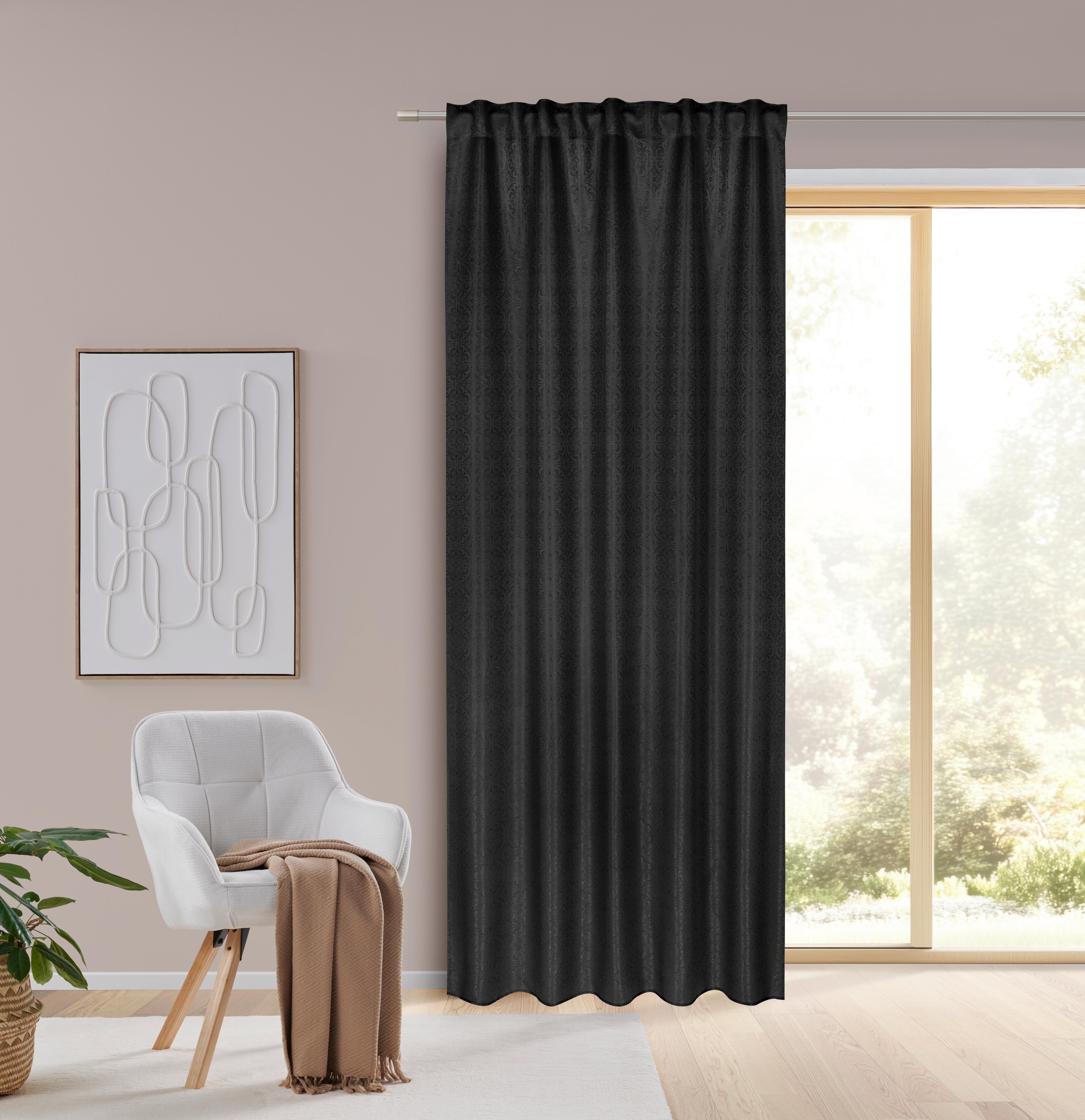 HOTOVÝ ZÁVĚS EMIL - černá, Romantický / Rustikální, textil (135/245cm) - Mömax