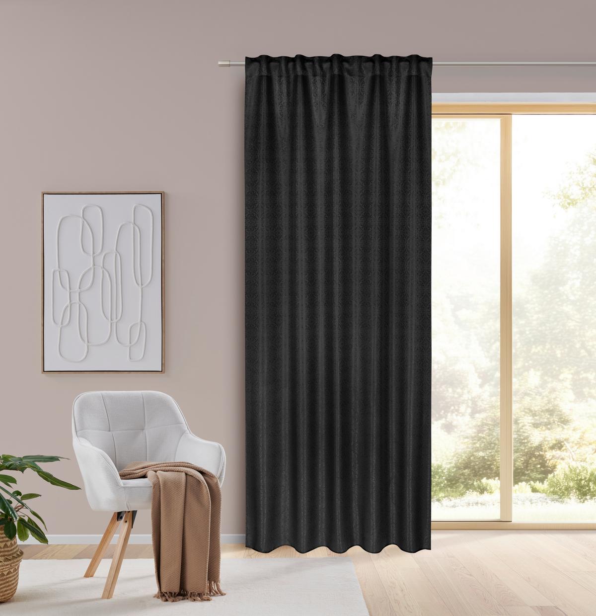 HOTOVÝ ZÁVĚS EMIL - černá, Romantický / Rustikální, textil (135/245cm) - Mömax