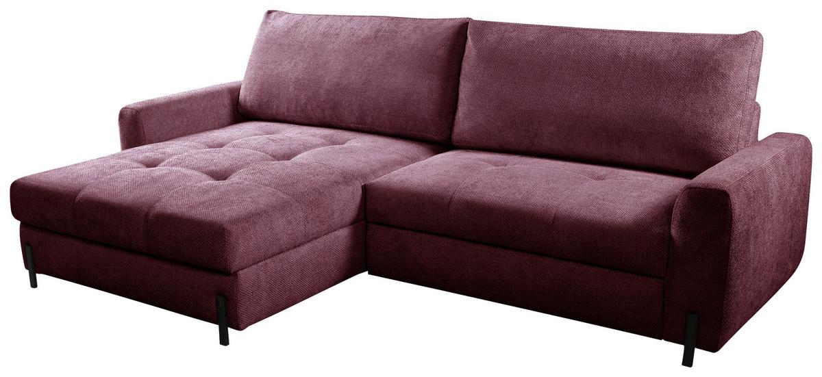 Ecksofa Naomi Bordeaux/Schwarz, 162 cm - Bordeaux/Schwarz, Design, Textil (162/265cm) - MID.YOU