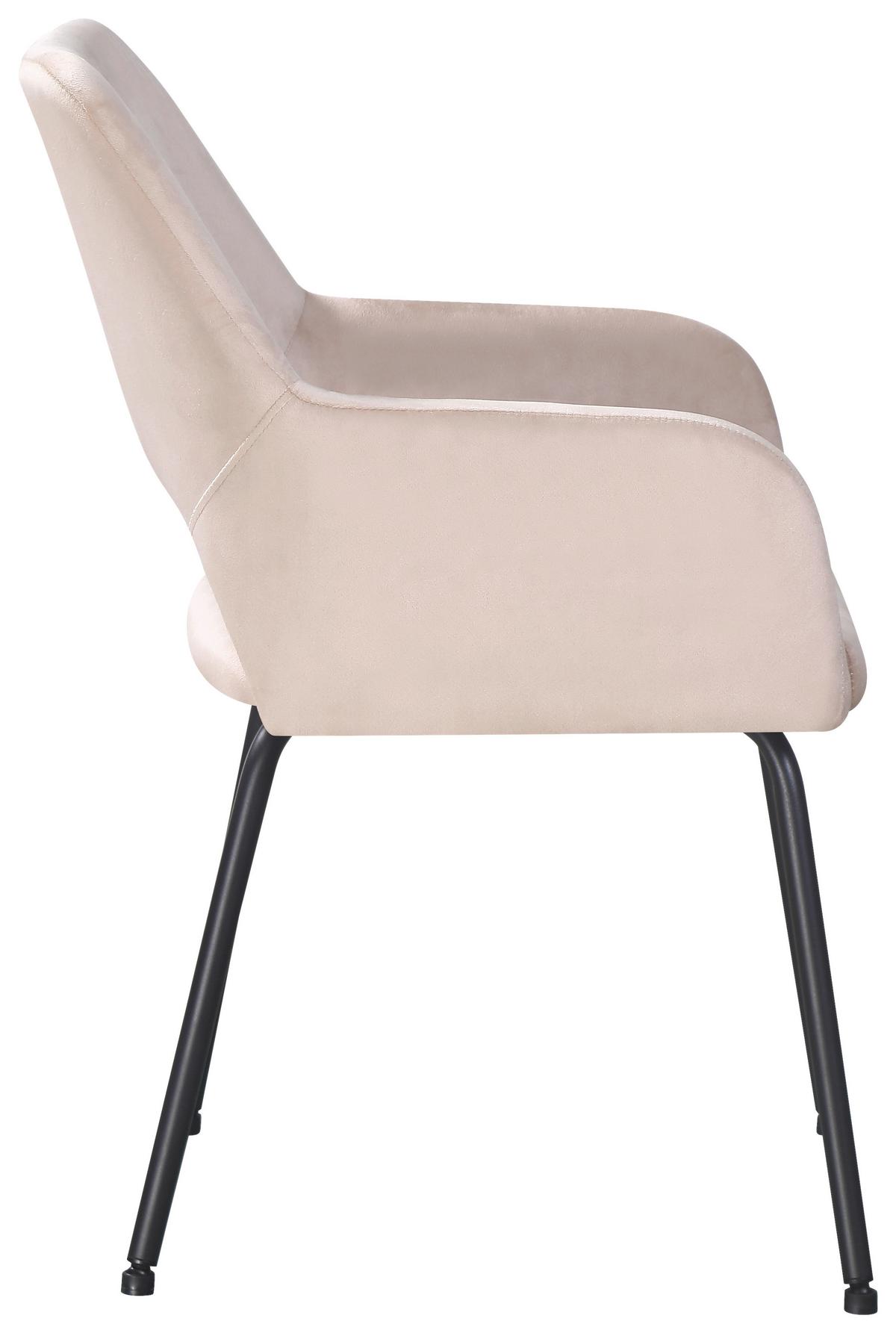Armlehnstuhl Jonny Cord Beige, B: 58 Cm - Beige/Schwarz, KONVENTIONELL, Textil/Metall (58/86/59cm)