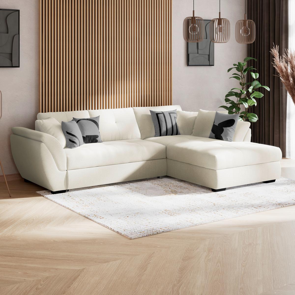 Rohová sedačka BERISSO, pravá, sivá tk. VINCI - čierna/sivá, Konventionell, textil (278/187cm) - Ondega