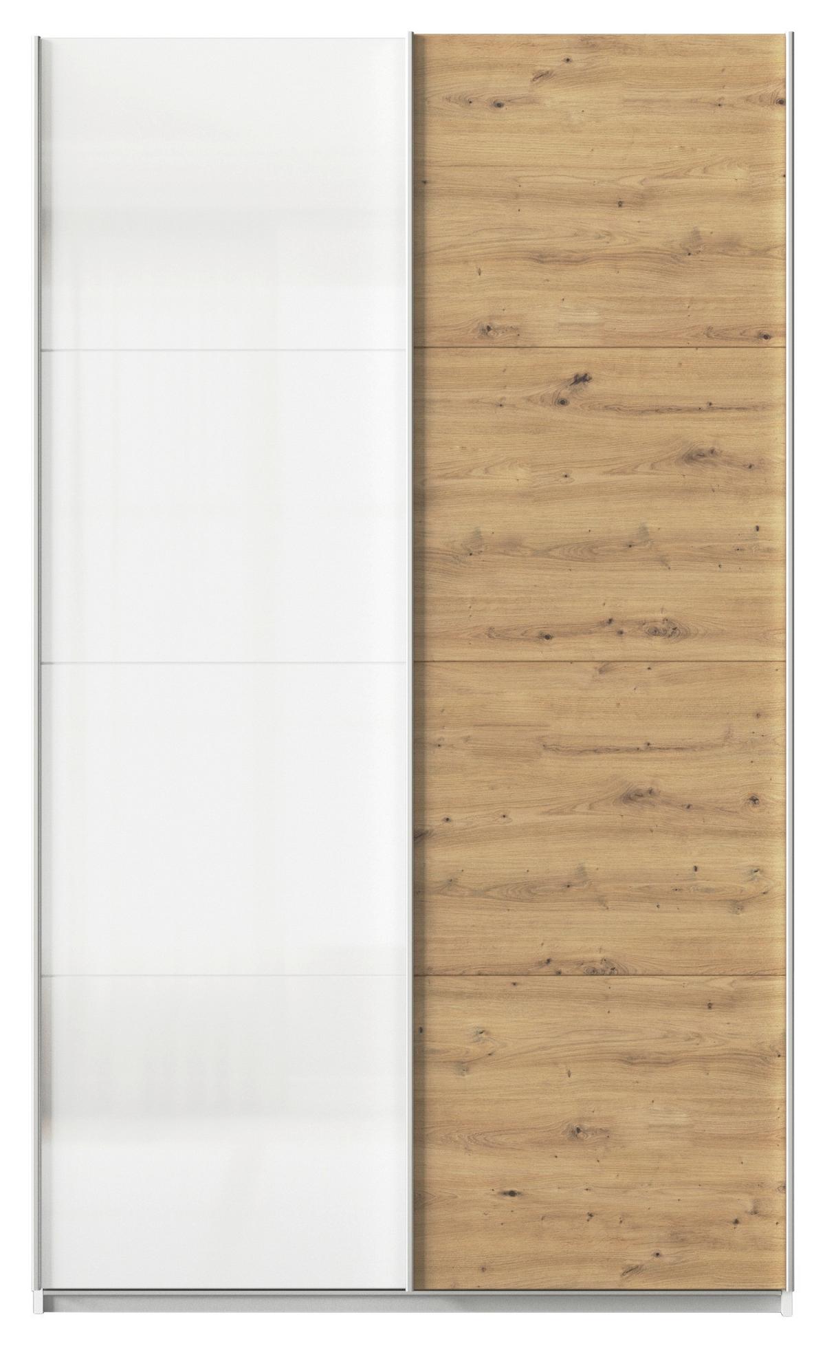 Schwebetürenschrank Feldkirch 136 Maxihöhe - Weiß Hochglanz/Eiche Artisan, MODERN, Holzwerkstoff (136/229/62cm)