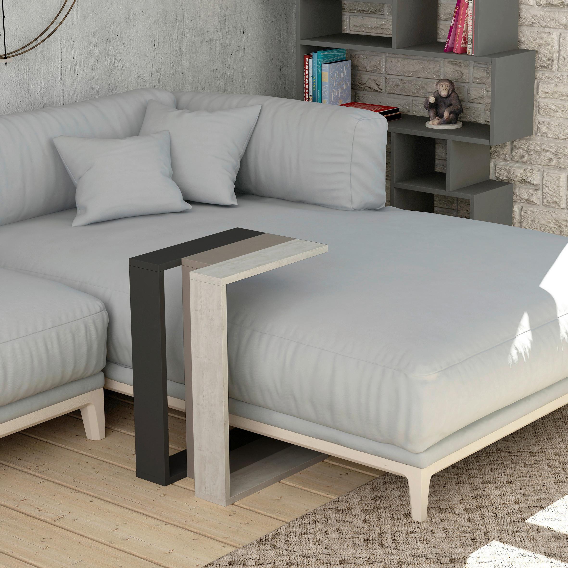 Beistelltisch Muju Beistelltisch - Anthrazit/Grau, Design, Holzwerkstoff (30/40/57cm) - Livetastic
