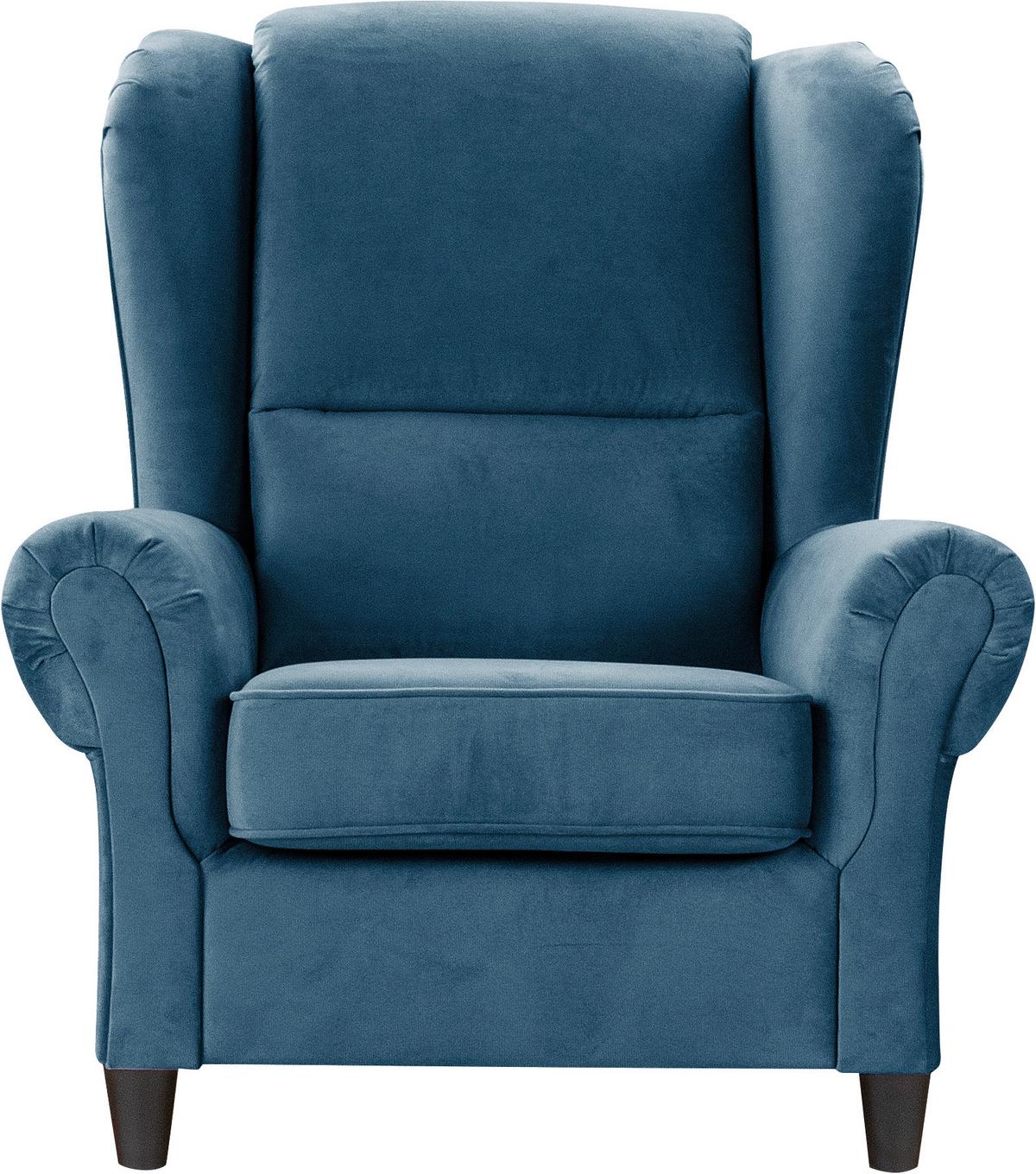 Ohrensessel Baron Blau B: 94 Cm - Blau/Schwarz, Design, Textil (94/112/92cm) - MID.YOU