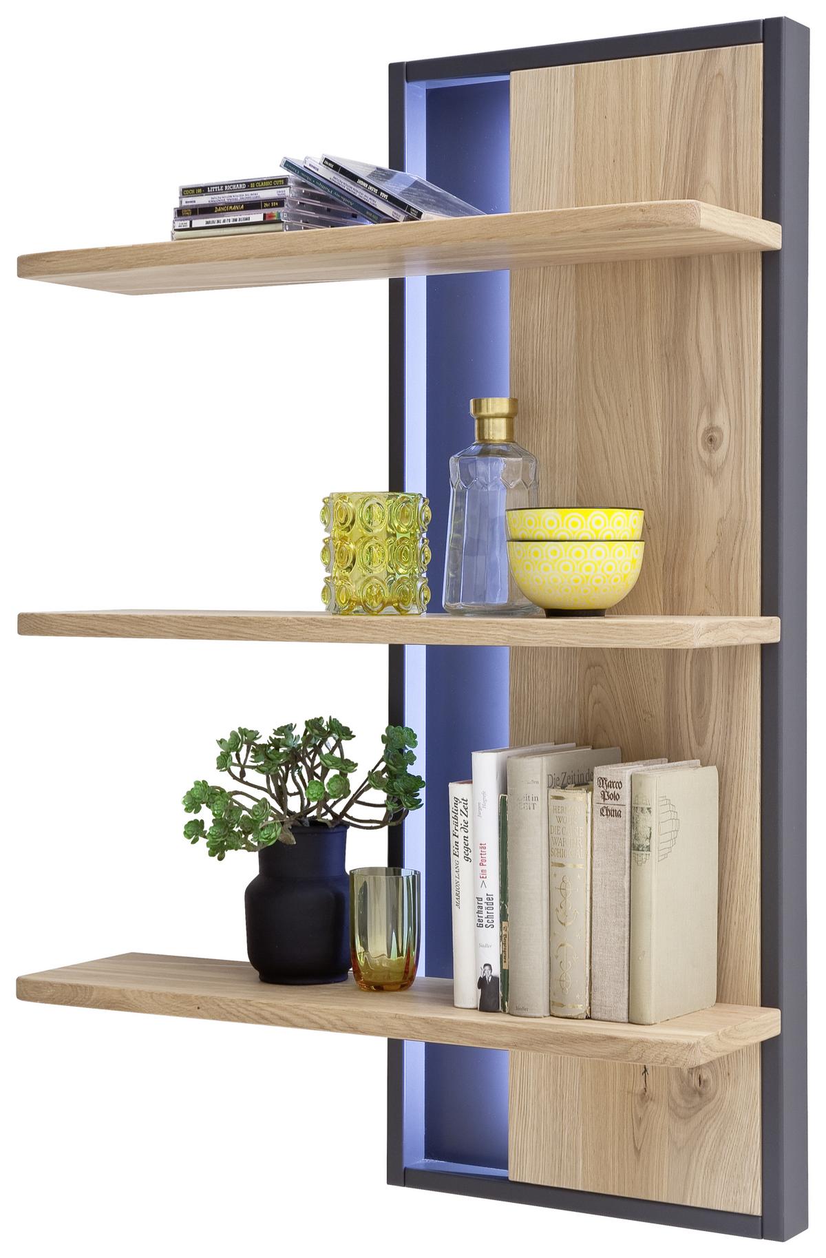 Wohnkombination teilmassiv 4--teilig. Portland Eichefarben - Eichefarben/Schwarz, Design, Holz/Holzwerkstoff (338/204/50cm) - Livetastic