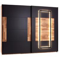 Schwebetürenschrank + LED 270cm , Graphit/Eiche Dekor - Eichefarben/Graphitfarben, KONVENTIONELL, Holzwerkstoff (270/225,5/60cm) - James Wood