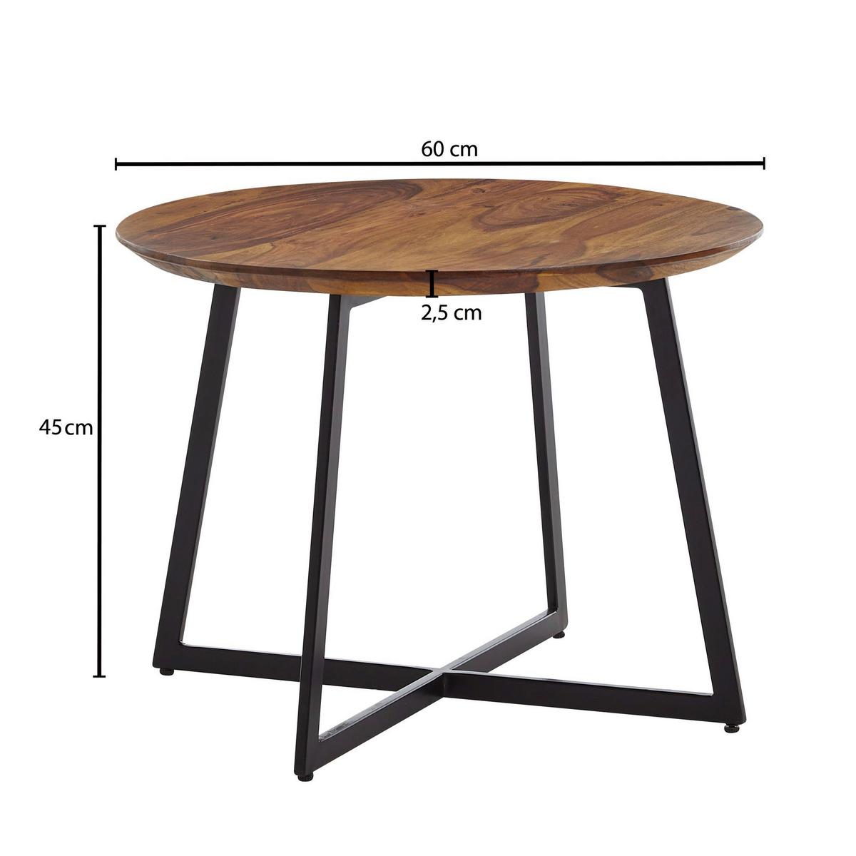 Konferenčný stolík z masívneho dreva š: 60cm - čierna/farba indického palisandra, Modern, kov/drevo (60/60/45cm) - MID.YOU