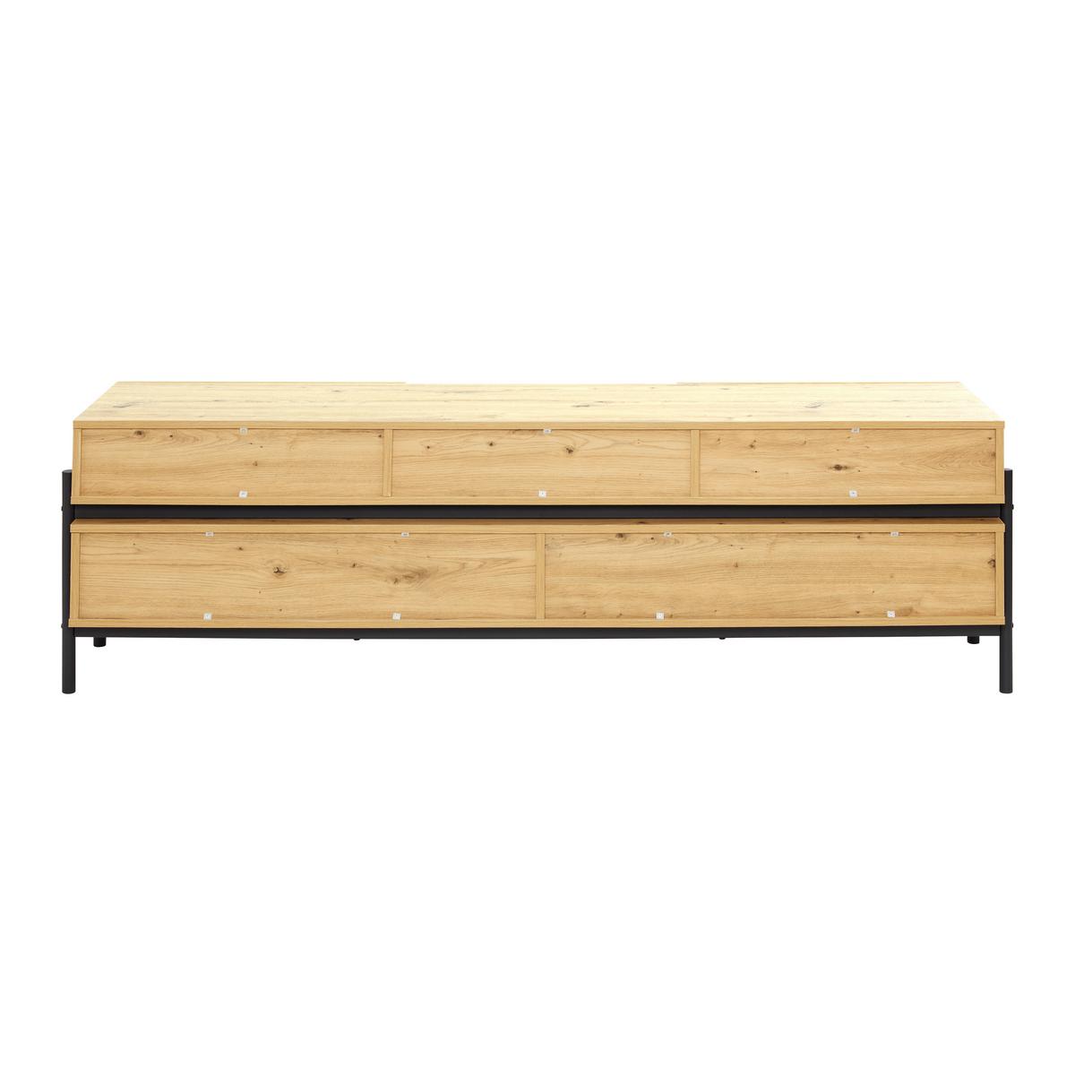 TV diel JASMINA farby dubu - čierna/farba duba, Modern, kov/drevo (175/54/41,5cm) - Bessagi Home