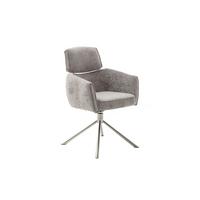 Armlehnstuhl Quebec Chenille Taupe 360° drehbar - Taupe/Edelstahlfarben, KONVENTIONELL, Textil/Metall (60/92/64cm)