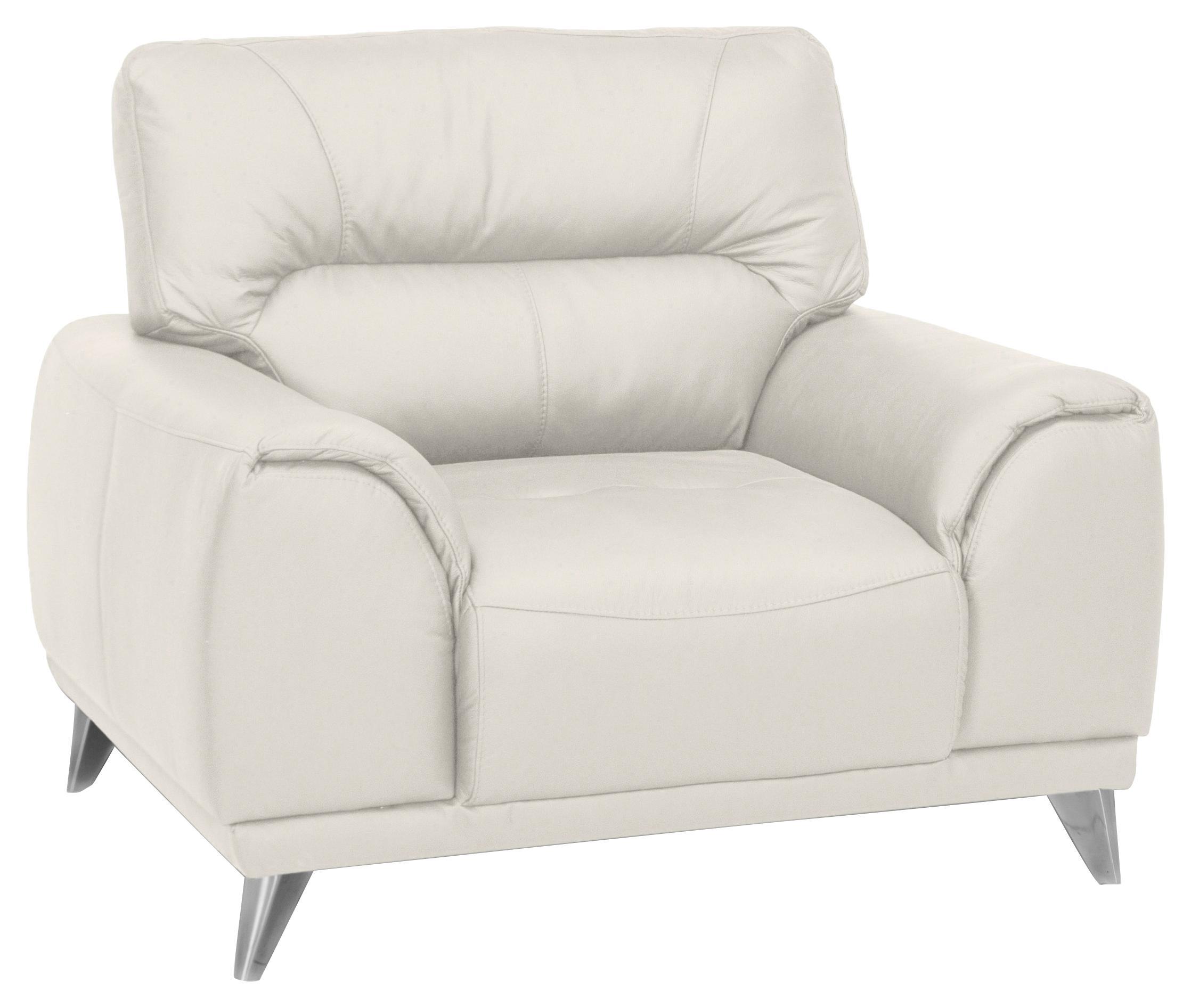 Fernsehsessel Frisco - Chromfarben/Weiß, MODERN, Textil/Metall (112/92/96cm)