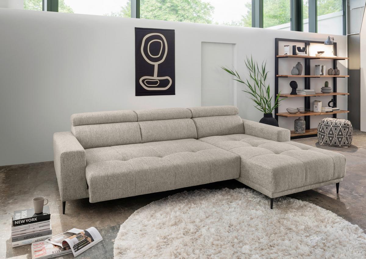 Ecksofa Intera, Beige S: 276x188 Cm - Beige/Schwarz, KONVENTIONELL, Textil (276/188cm) - Livetastic