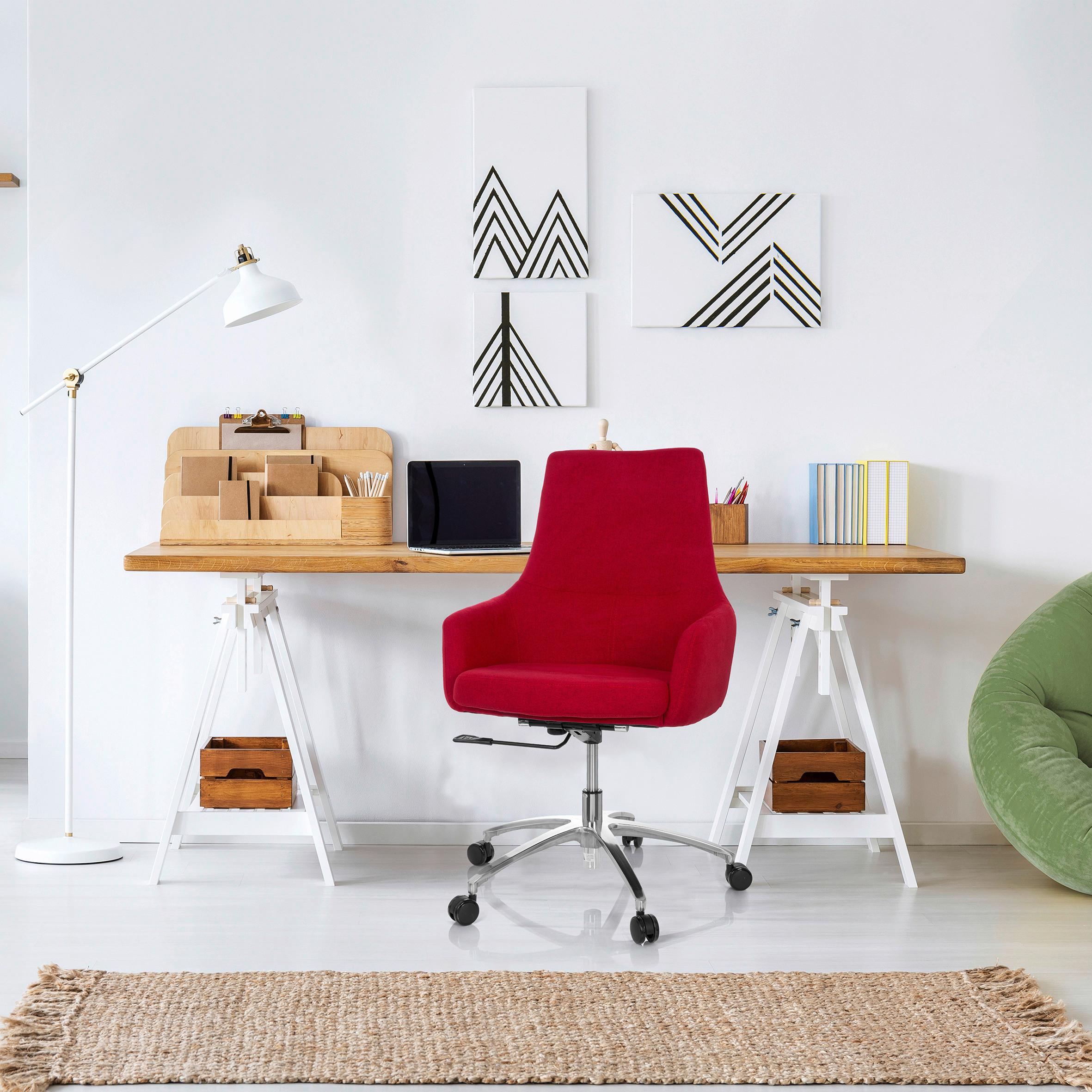 Bürostuhl Shake 100 Rot Bis 110 Kg - Silberfarben/Rot, Basics, Kunststoff/Textil (65/97/60cm) - MID.YOU