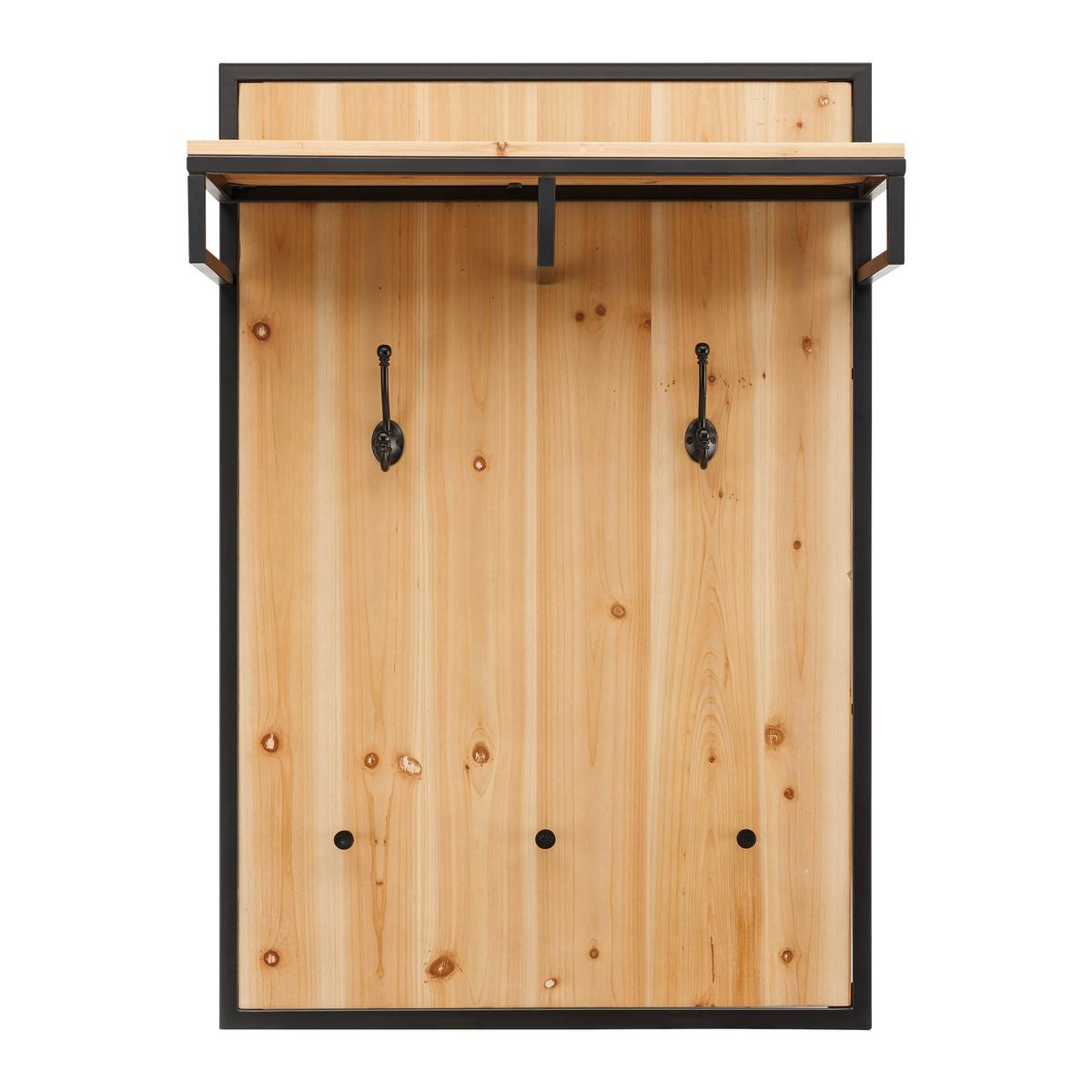Šatný panel VITTORIA z masívu - čierna/prírodná farba, Modern, kov/drevo (67/100/27cm) - Bessagi Home
