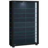 Vitrine Lumo Mini Schwarz - Transparent/Schwarz, Design, Glas/Holzwerkstoff (59/90/18cm) - MID.YOU