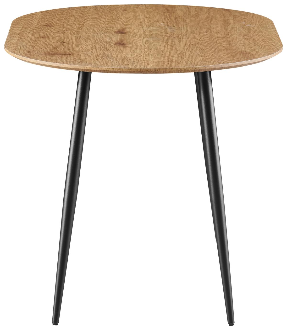 Ausziehtisch Lias 120 Az Mdf Eiche Dekor, B: 120-160 Cm - Eichefarben/Schwarz, KONVENTIONELL, Holzwerkstoff/Metall (120-160/75/80cm) - MID.YOU