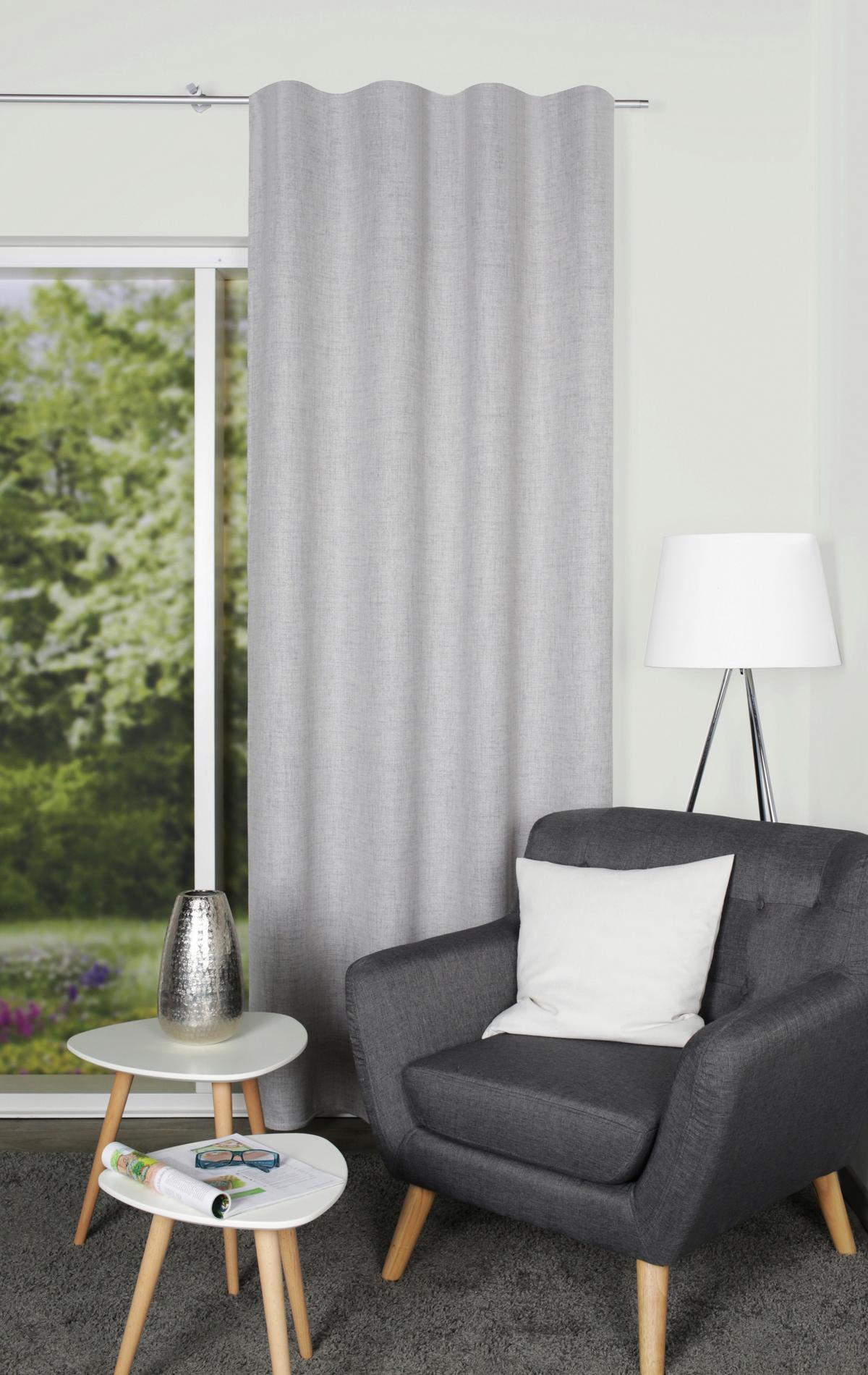 Fertigvorhang Linora - Grau, MODERN, Textil (140/245cm) - Luca Bessoni