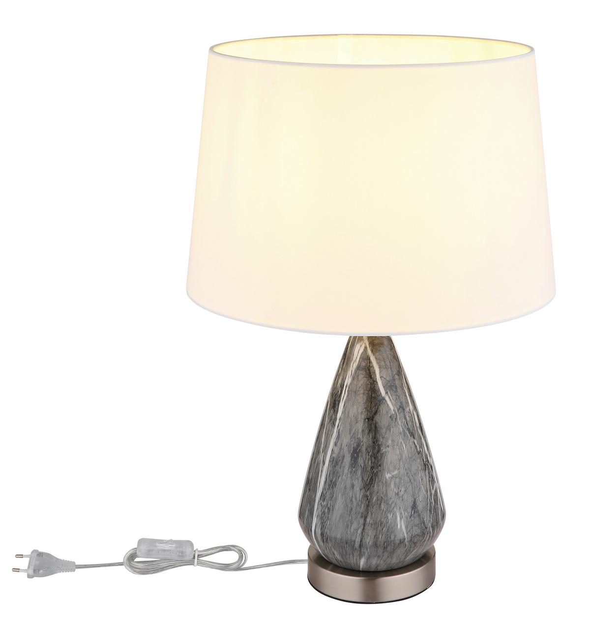 Tischleuchte 24147w - Weiß/Nickelfarben, KONVENTIONELL, Textil/Metall (35/54cm) - Globo