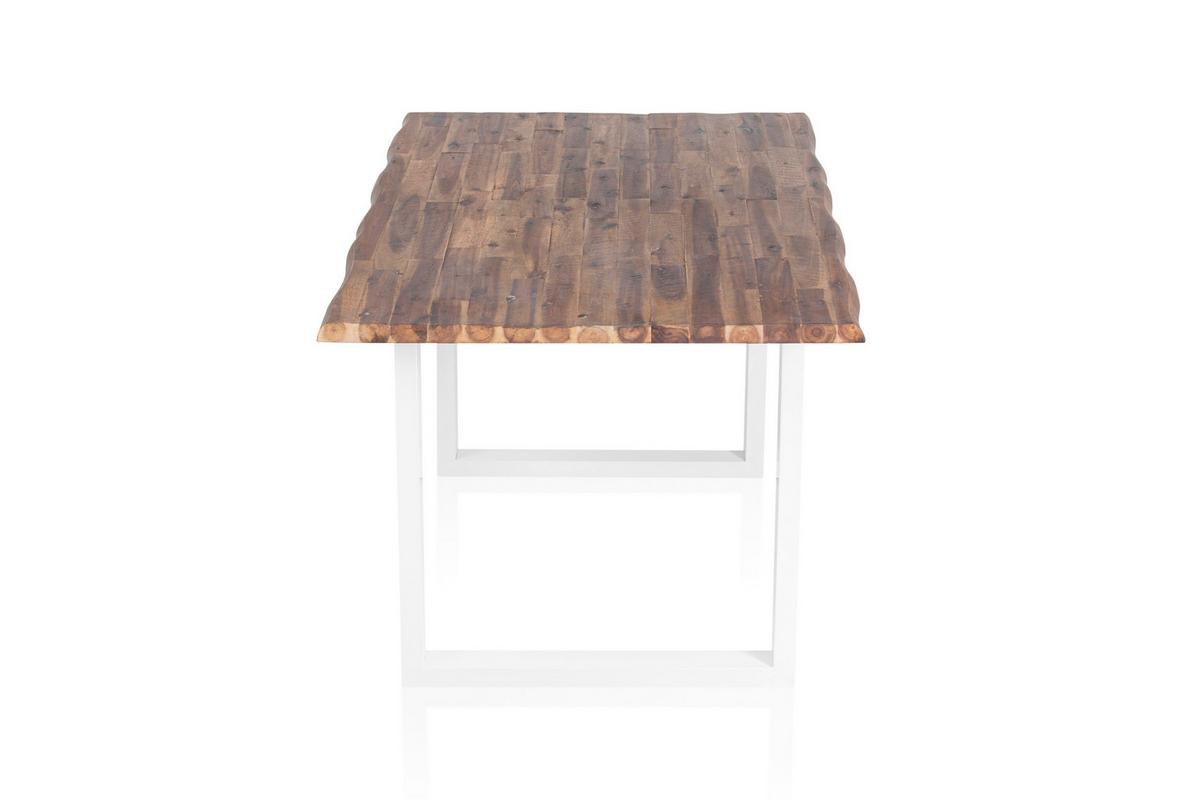 Esstisch Akazie Massiv/weiß 140x80 - Weiß/Naturfarben, MODERN, Holz/Metall (140/80/75cm) - Livetastic