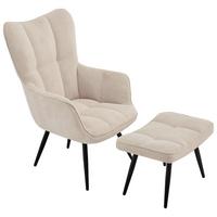 Ohrensessel Hanoi Webstoff Beige, B: 71 cm - Beige/Schwarz, MODERN, Textil/Metall (71/98/83cm)