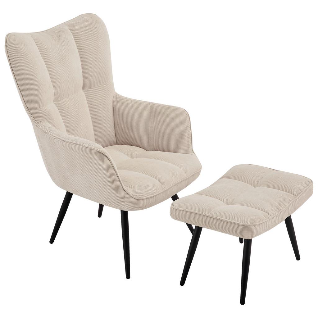 Ohrensessel Hanoi Webstoff Beige, B: 71 cm