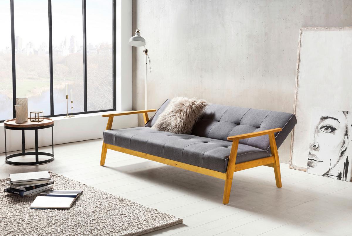 Schlafsofa Naturfarben/dunkelgrau 190 Cm - Dunkelgrau/Naturfarben, MODERN, Holz/Textil (190/81/85cm) - Livetastic