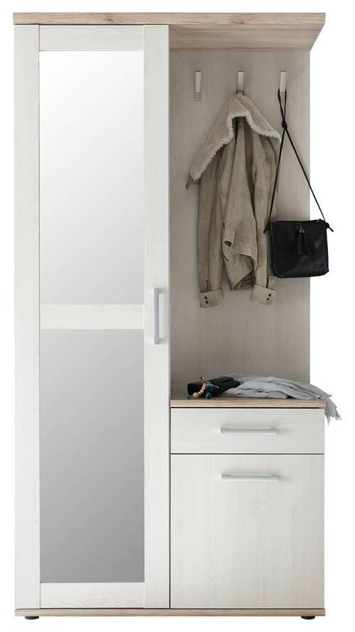 Garderobe Romance - Eichefarben/Weiß, Design, Glas/Holzwerkstoff (100/195/38cm) - MID.YOU