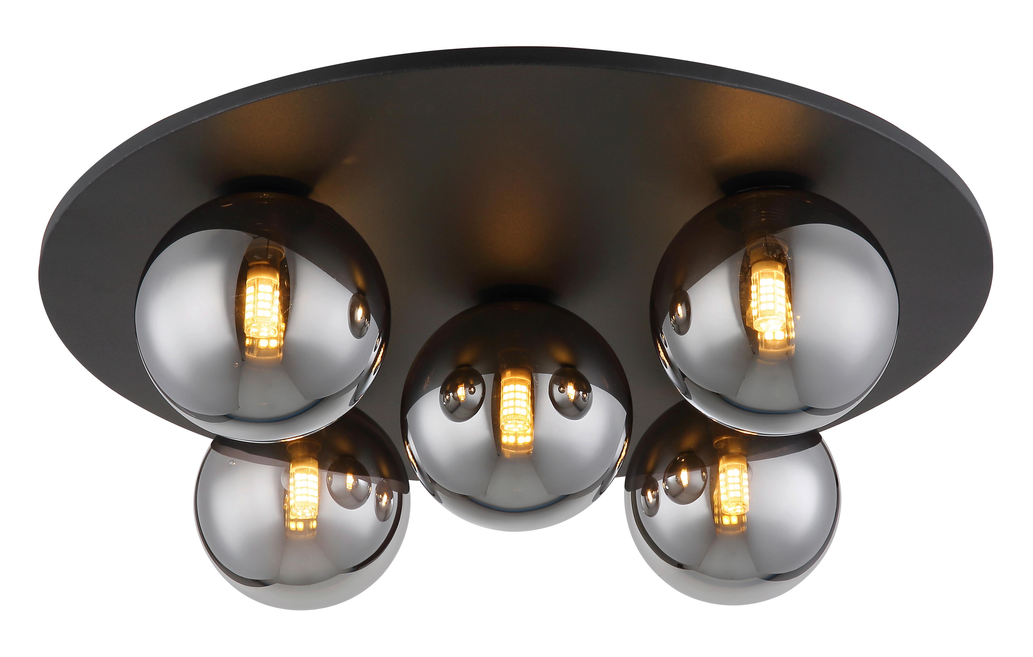 Led-deckenleuchte 56133-5d Riha - Schwarz, Design, Glas/Metall (50/15,5cm) - Globo