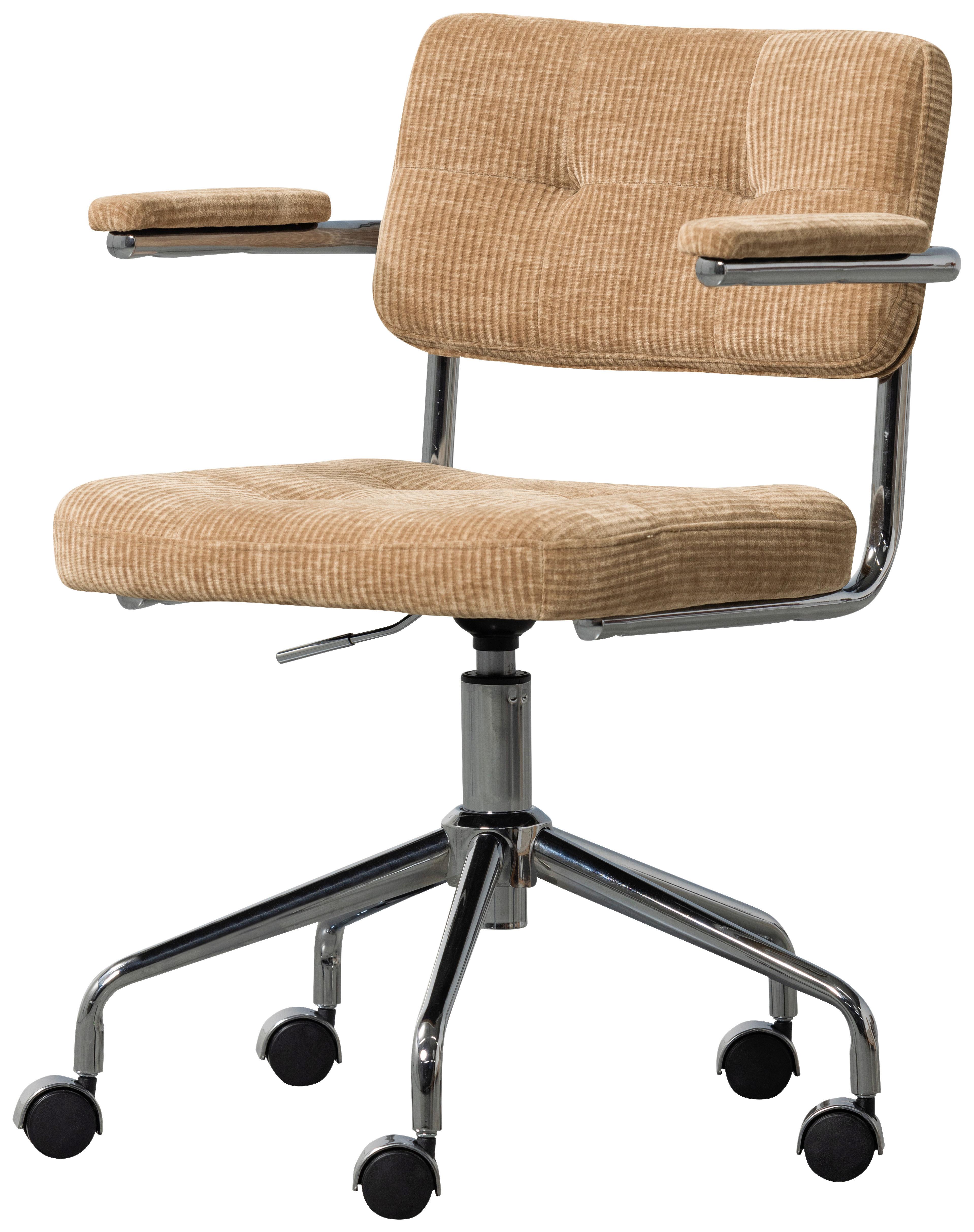 Drehstuhl Kova Sandfarben B: 54cm - Sandfarben/Chromfarben, MODERN, Kunststoff/Textil (54/87/60cm) - Livetastic