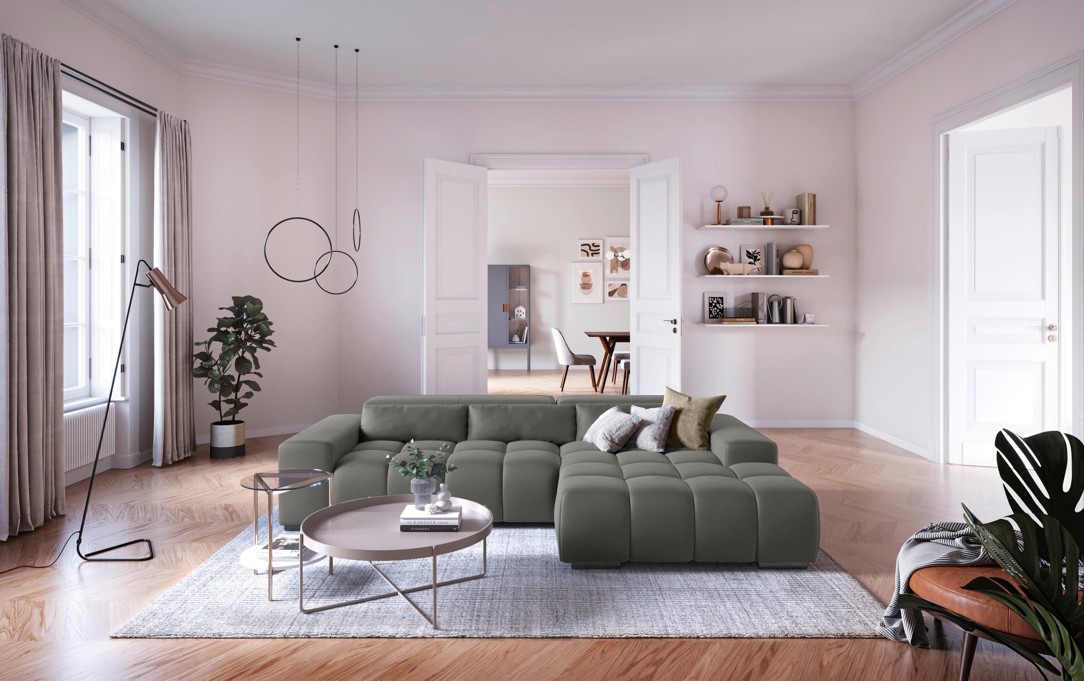 Ecksofa mit Relaxfunktion Orion Kopfstütze Klappbar Anthrazit - Anthrazit/Silberfarben, KONVENTIONELL, Textil (307/186cm) - Livetastic