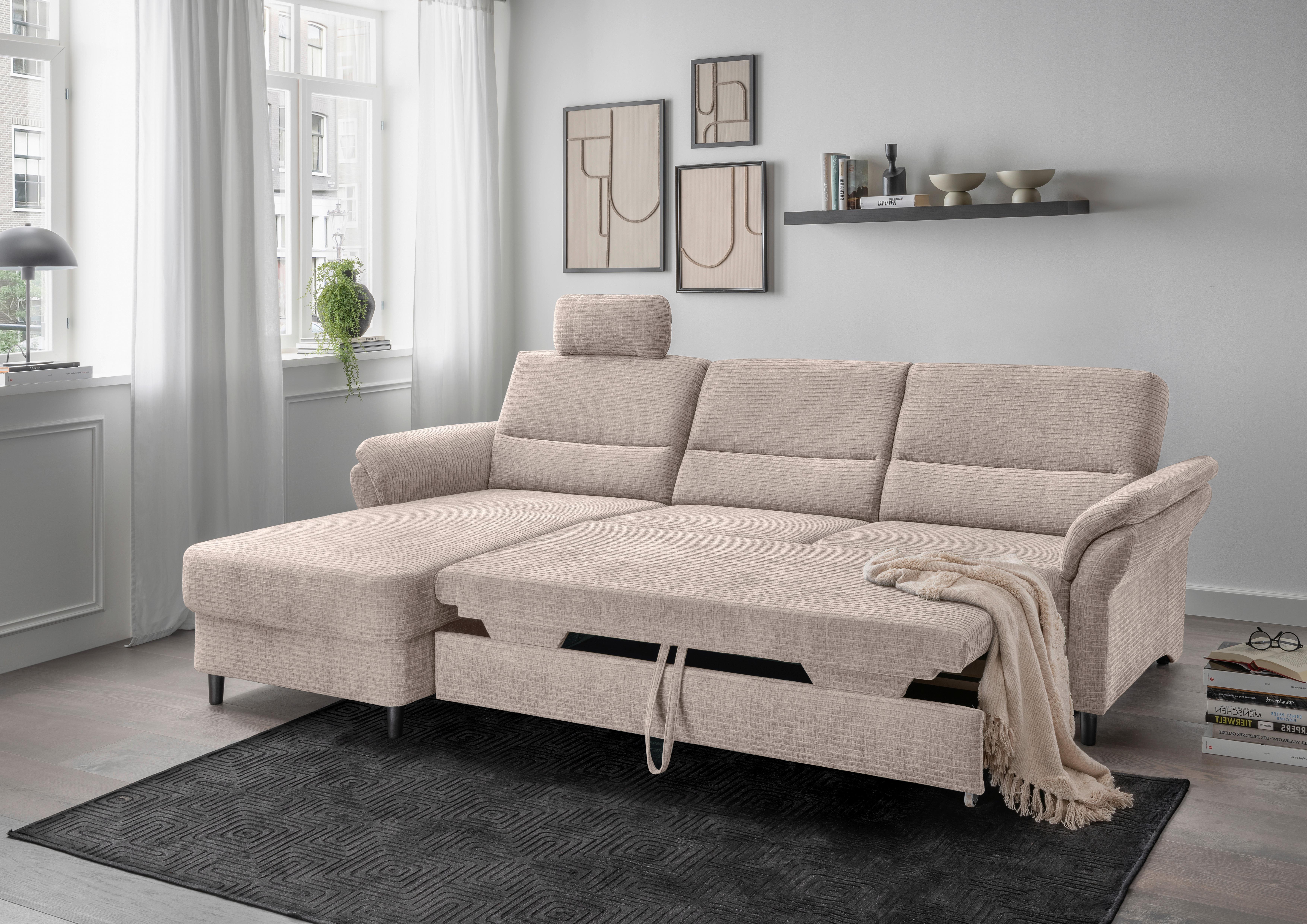Ecksofa Cavoli, Beige S: 176x279 cm - Beige/Schwarz, MODERN, Textil (176/279cm) - Livetastic