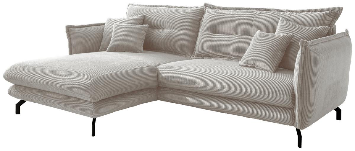 Ecksofa Lava Silberfarben S: 180/255 cm - Silberfarben/Schwarz, MODERN, Textil (180/255cm) - Livetastic