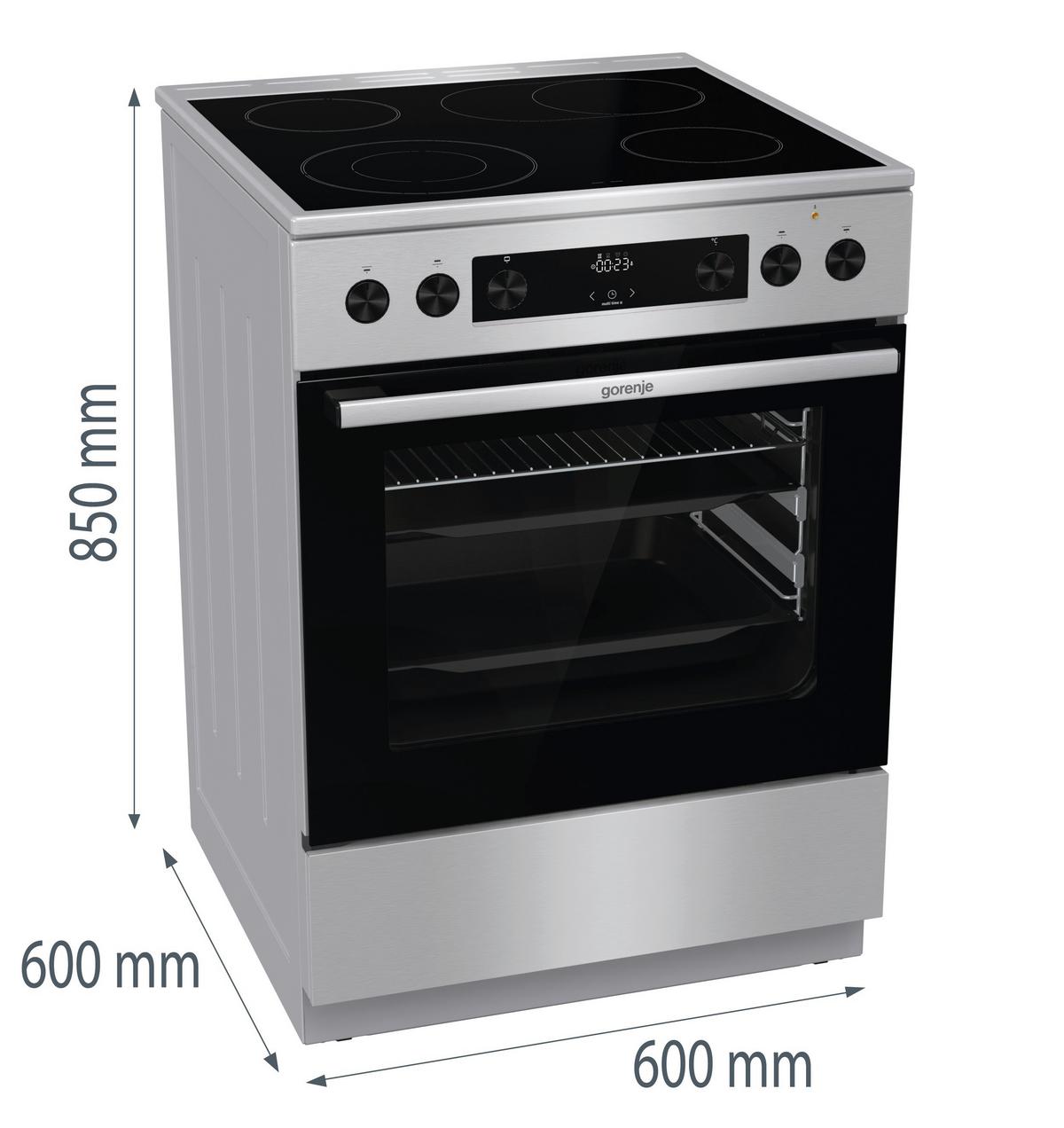 Herd Gecs6c70xpa - Edelstahlfarben/Schwarz, Trend, Glas/Metall (60/85/60cm) - Gorenje