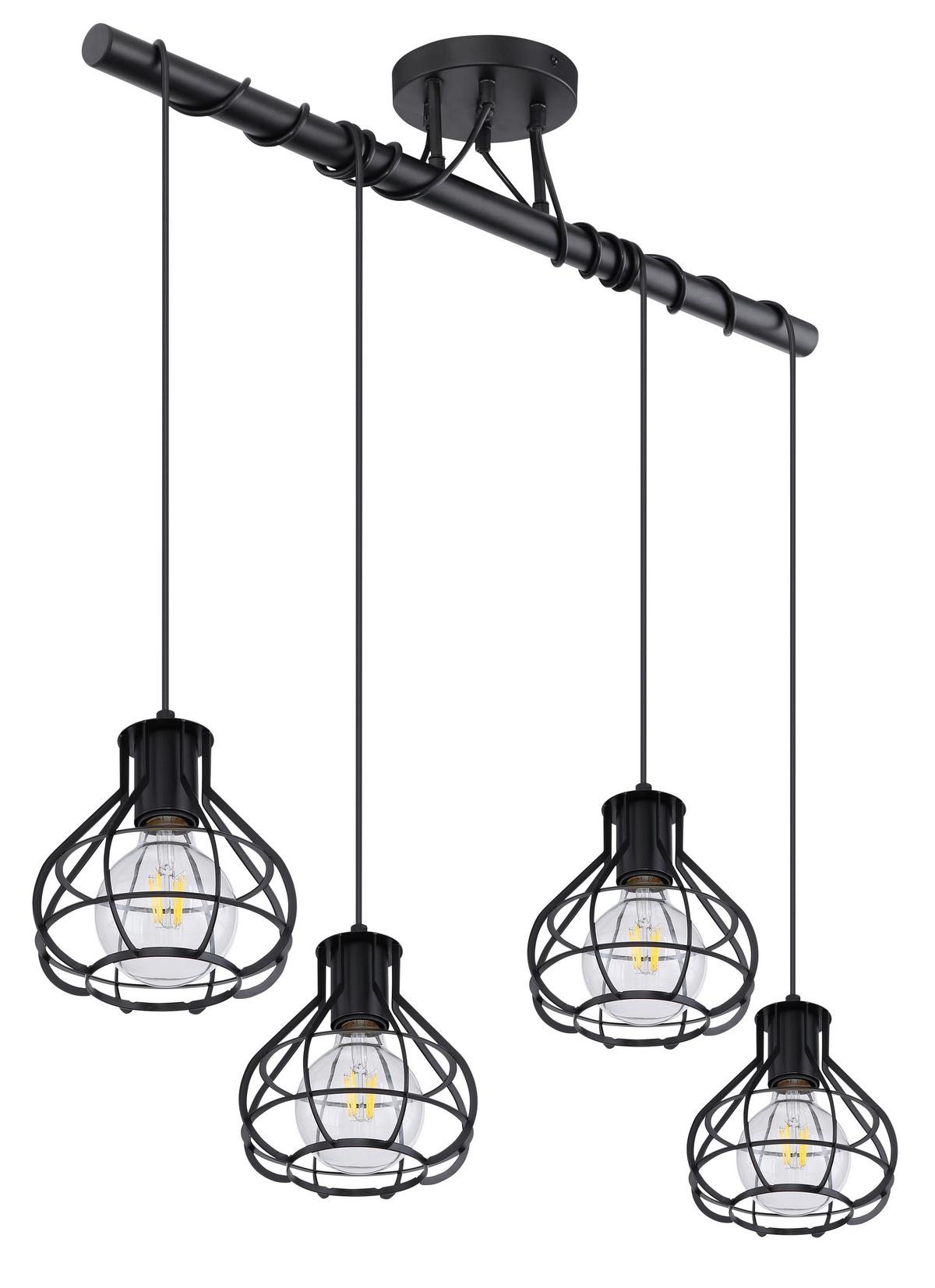 Deckenleuchte Clarista L: 80 Cm 4-Flammig - Schwarz, Trend, Metall (80/18/100cm) - Globo
