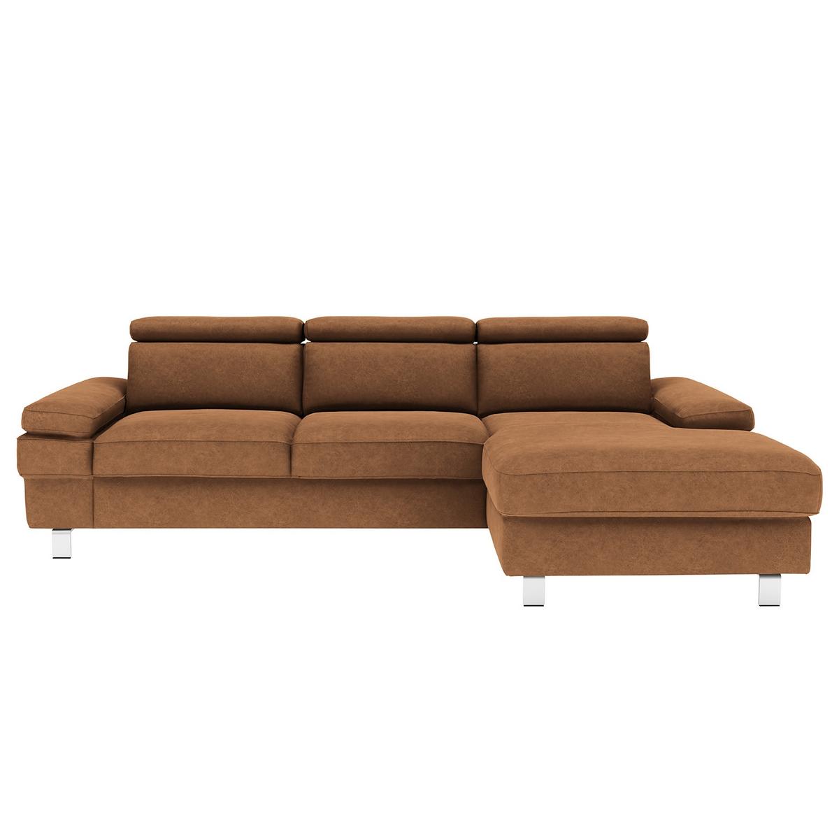 Ecksofa Elvis, Braun S: 259x182 Cm - Silberfarben/Braun, KONVENTIONELL, Textil (259/182cm) - Trendmanufaktur