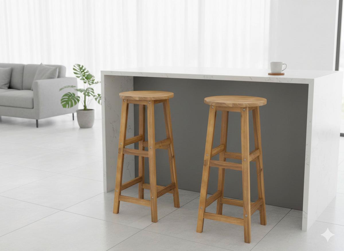 Barhocker-Set aus Akazie ca. 34x34x76 cm - Akaziefarben, Basics, Holz (34/34/76cm)