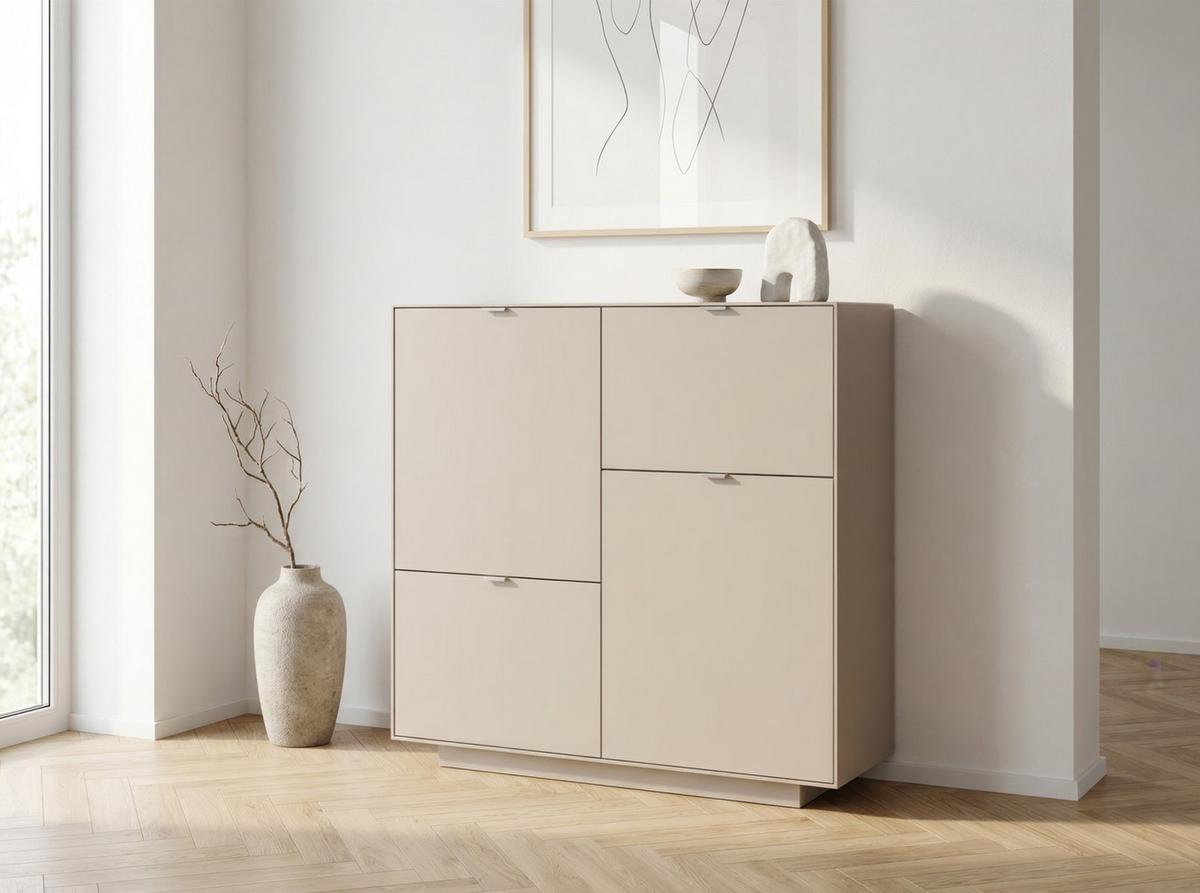 Kommode Sivas Sandfarben B: 107cm - Sandfarben, Design, Holzwerkstoff (107/115/37,5cm) - MID.YOU