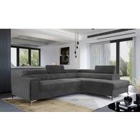 Ecksofa Laurence Anthrazit S:278x205cm - Anthrazit/Silberfarben, Design, Textil (278/205cm) - MID.YOU
