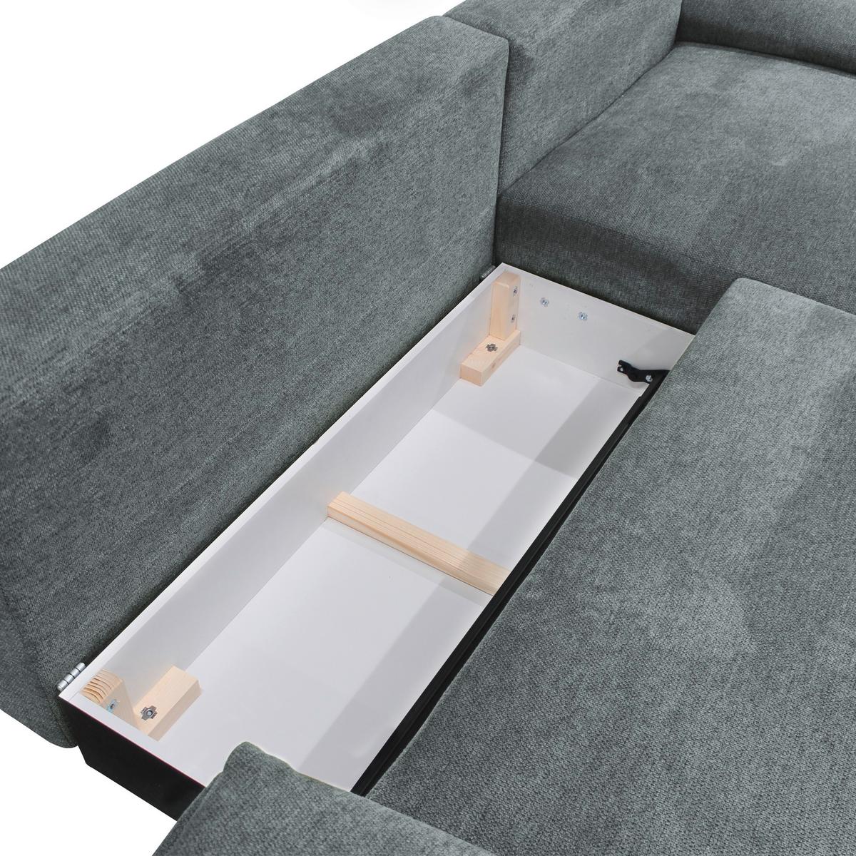 Ecksofa mit Bettkasten Lagacy 260x192 cm Webstoff Grau - Schwarz/Grau, Design, Textil (260/192cm) - MID.YOU