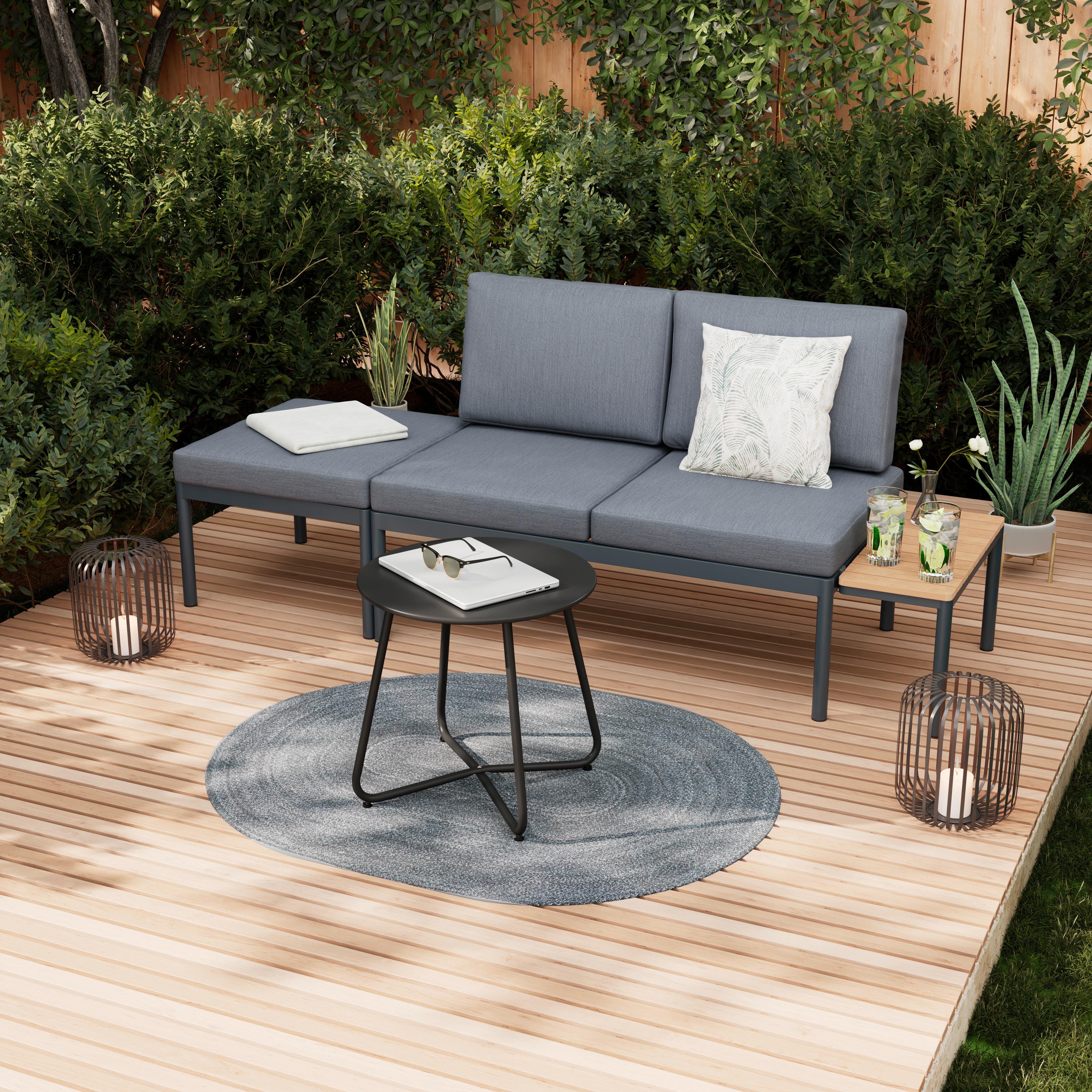 Loungegarnitur Cadiz - Dunkelgrau/Naturfarben, MODERN, Kunststoff/Textil (134/123cm) - Beldano