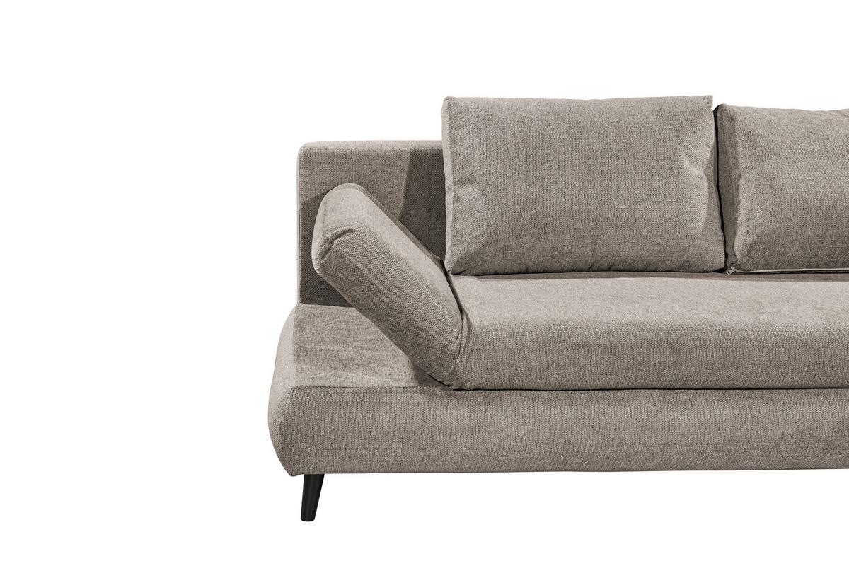 Schlafsofa Sunny 3Dl Taupe B: 212 cm - Taupe/Schwarz, KONVENTIONELL, Holzwerkstoff/Textil (212/88/101cm) - MID.YOU