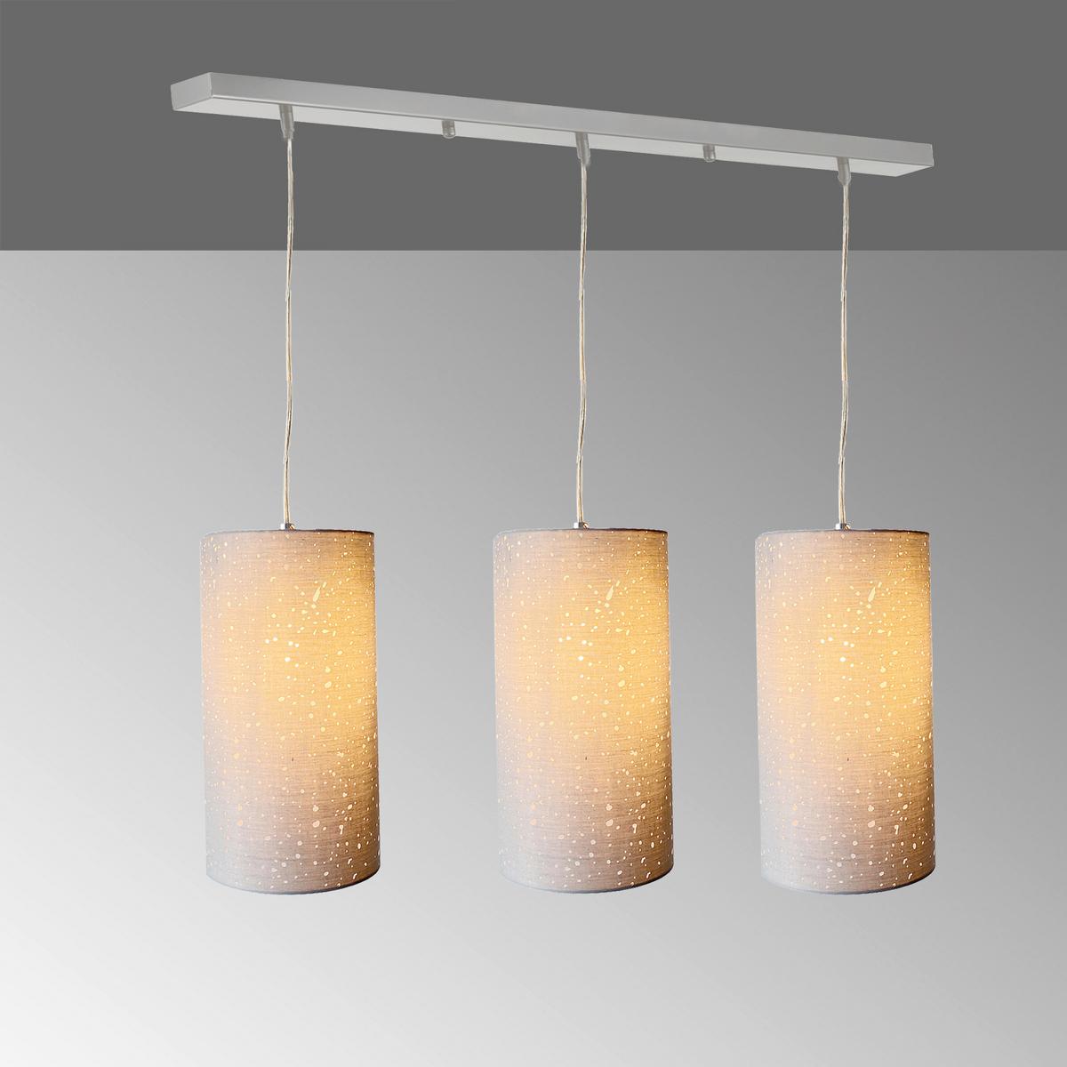 Hängeleuchte Thor H: 150 Cm 3-Flammig In Säulenform - Chromfarben/Weiß, Design, Textil/Metall (110/150cm) - Fischer & Honsel