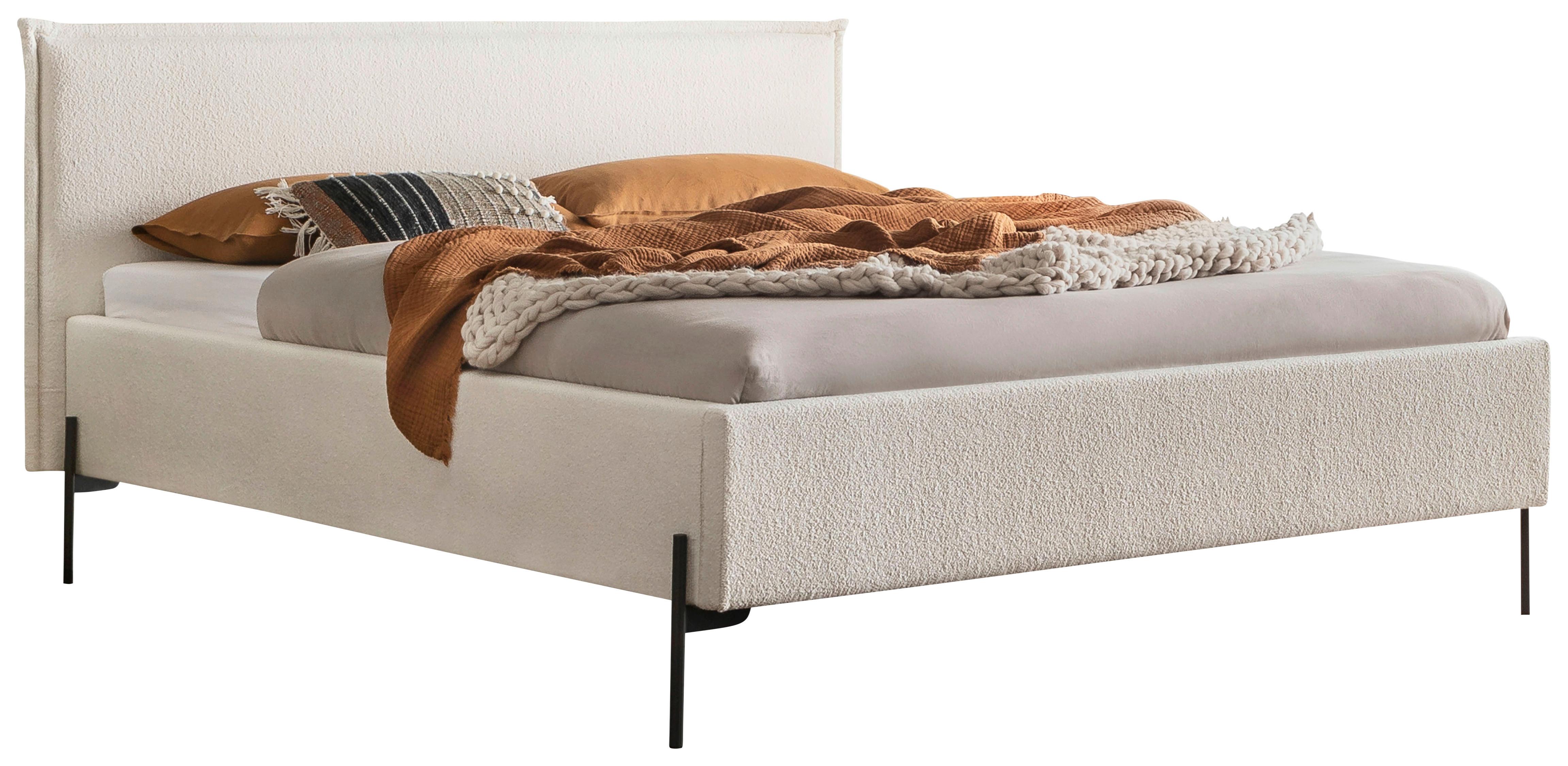 Polsterbett Nora Bouclé Weiß, 160x200 - Anthrazit/Weiß, Design, Textil (160/200cm) - Hasena